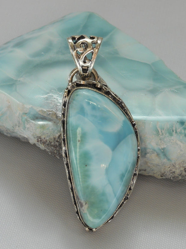 Larimar Scrollwork Pendant 1