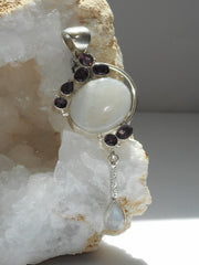 Moonstone Pendant 7 with African Amethyst Quartz