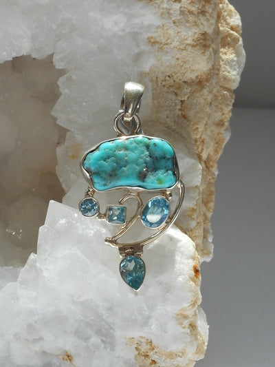 Artisan Turquoise Pendant 1 with Blue Topaz