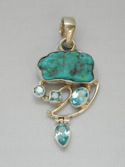 Artisan Turquoise Pendant 1 with Blue Topaz