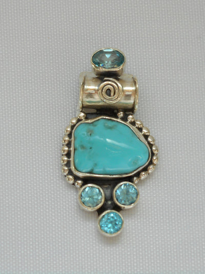 Artisan Turquoise Pendant 2 with Blue Topaz