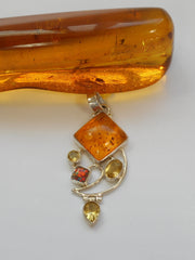 Amber Pendant 5 with Citrine and Opal