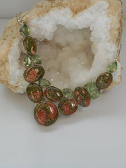 Unakite Necklace 2 with Green Amethyst Quartz