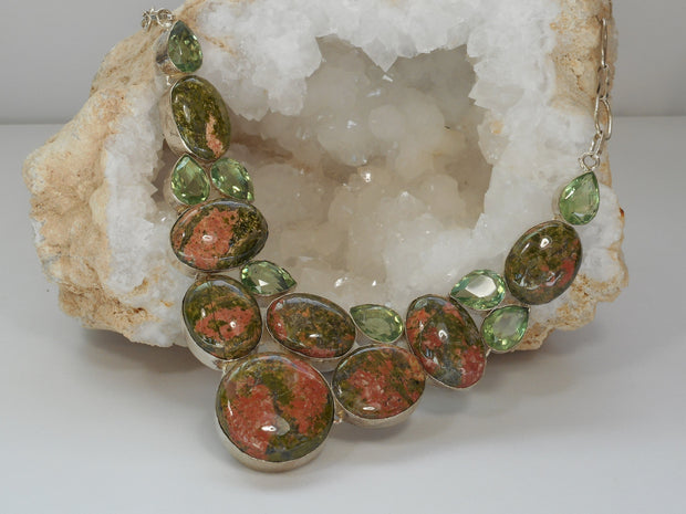 Unakite Necklace 2 with Green Amethyst Quartz