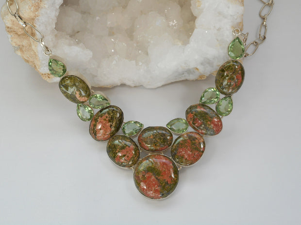 Unakite Necklace 2 with Green Amethyst Quartz