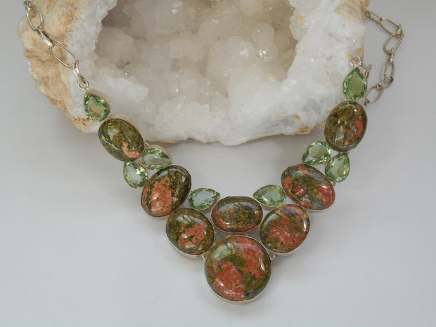 Unakite Necklace 2 with Green Amethyst Quartz
