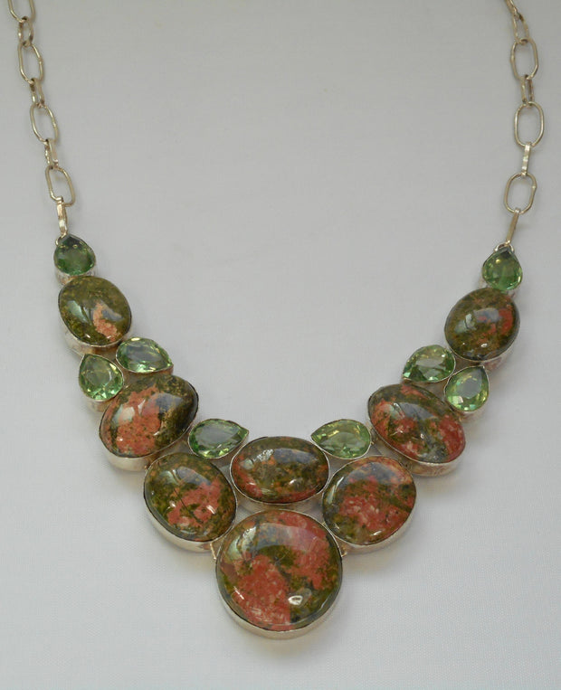 Unakite Necklace 2 with Green Amethyst Quartz