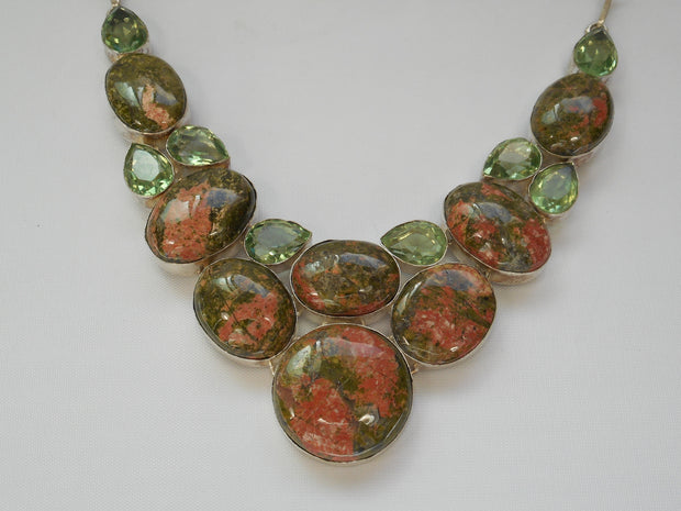 Unakite Necklace 2 with Green Amethyst Quartz