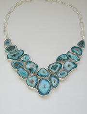Ocean Blue Solar Quartz Crystal Gemstones Necklace