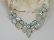 Rainbow Moonstone and Blue Topaz Teardrop Collar 3