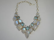 Rainbow Moonstone and Blue Topaz Teardrop Collar 3