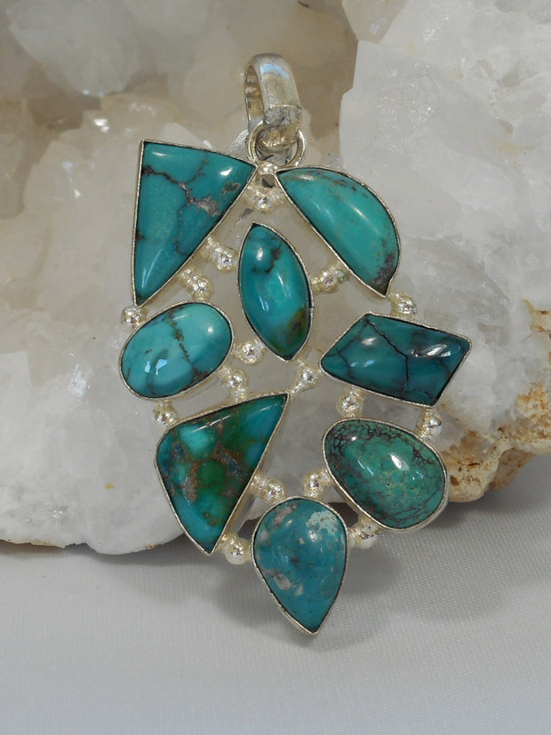 Tibetan Turquoise and Sterling Pendant 1