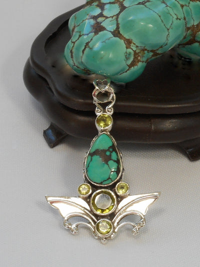 Tibetan Turquoise Pendant 6 with Citrine Quartz