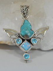 Artisan Turquoise Pendant 4 with Blue Topaz