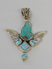 Artisan Turquoise Pendant 4 with Blue Topaz