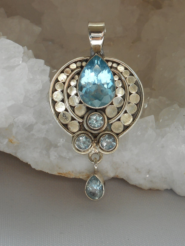 Blue Topaz and Sterling Pendant 1