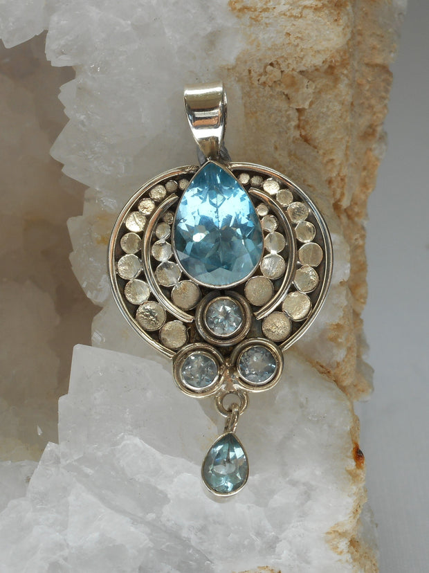 Blue Topaz and Sterling Pendant 1