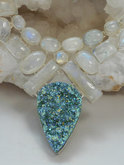 Moonstone and Titanium Druzy Gemstones Necklace 1