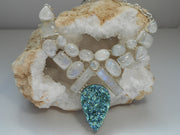 Moonstone and Titanium Druzy Gemstones Necklace 1