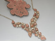 Rhodachrosite Assymetric Necklace with Pearls