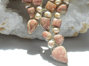 Rhodachrosite Assymetric Necklace with Pearls