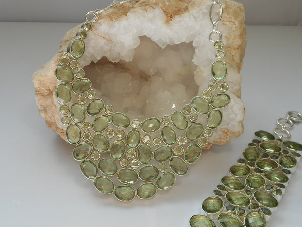 Green Amethyst Quartz Collar Necklace 1