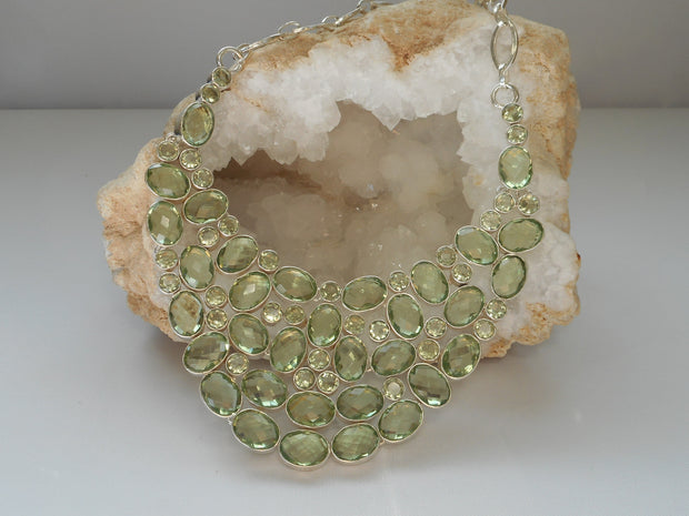 Green Amethyst Quartz Collar Necklace 1