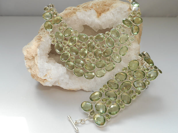 Green Amethyst Quartz Collar Necklace 1