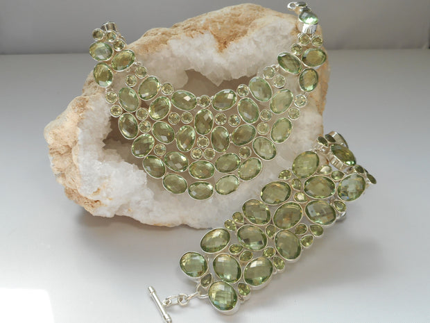 Green Amethyst Quartz Collar Necklace 1