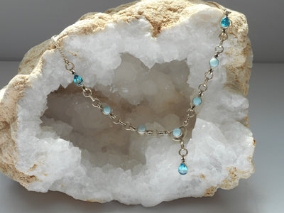 Delicate Blue Topaz and Larimar Necklace