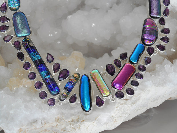 Dichroic Glass Necklace 2 with Amethyst