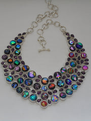 Dichroic Glass Necklace 3 with Amethyst Quartz