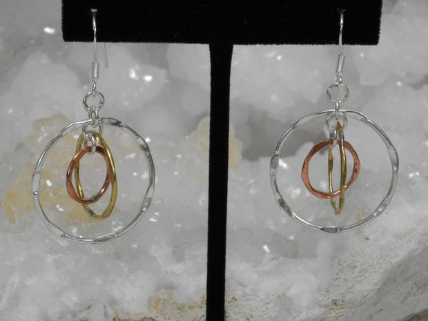 Delicate Sterling and Copper Hoop Earring Set 1