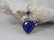 Lapis Pendant 5 with Moonstone and Pearl
