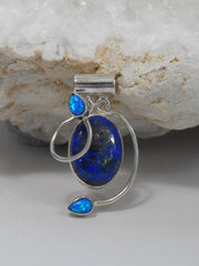 Lapis Pendant 3 with Fire Opals