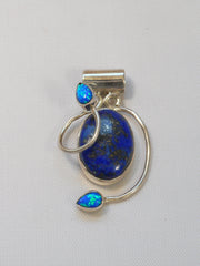 Lapis Pendant 3 with Fire Opals