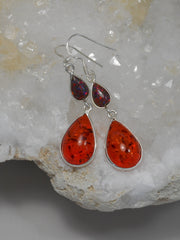 Amber Earring Set 1 with Fire Opal