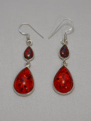 Amber Earring Set 1 with Fire Opal