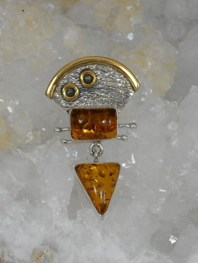 Artisan Amber and Sterling Pendant 2