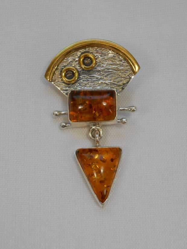 Artisan Amber and Sterling Pendant 2