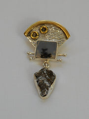 Artisan Meteorite and Sterling Pendant 1 with Dendritic Opal