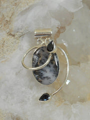 Dendritic Opal Oval Pendant 3 with Onyx