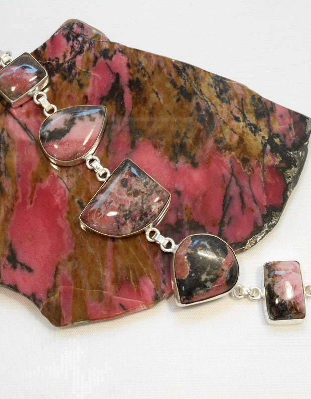 Rhodonite and Sterling Bracelet 1