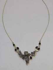 Sterling and Meteorite Necklace 3 with Onyx