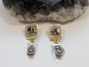 Sterling and Meteorite Earring Set 1 with Onyx