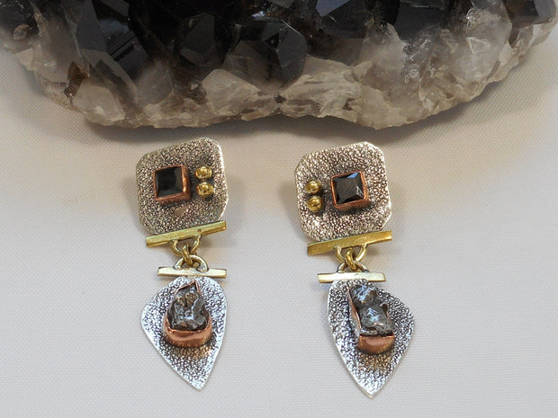 Sterling and Meteorite Earring Set 1 with Onyx