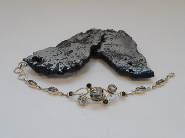 Sterling and Meteorite Bracelet 4 with Smoky Topaz