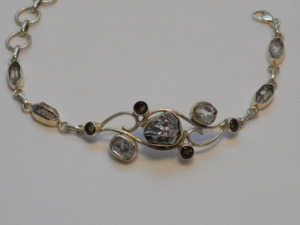 Sterling and Meteorite Bracelet 4 with Smoky Topaz