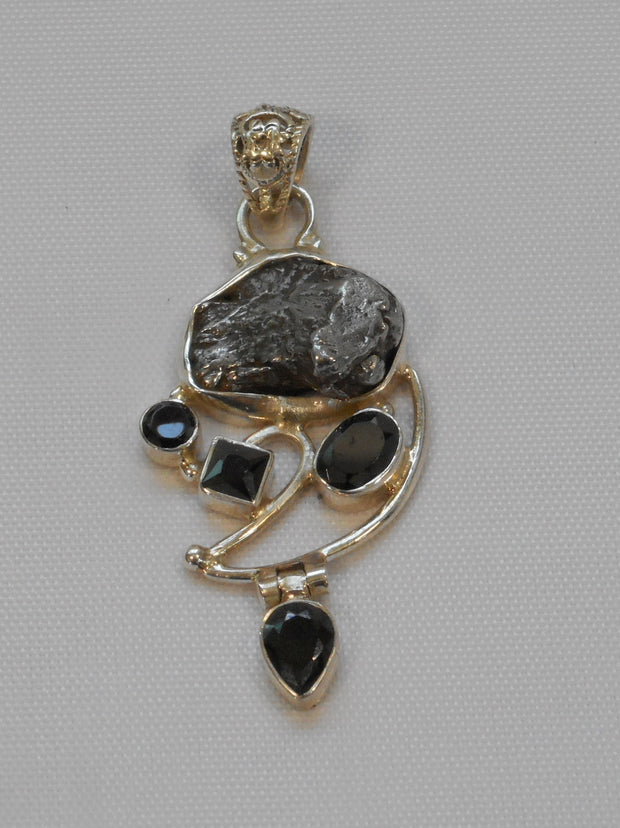 Natural Meteorite Stone Pendant 3 with Onyx