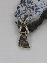 Natural Meteorite Stone Pendant 5 with Topaz